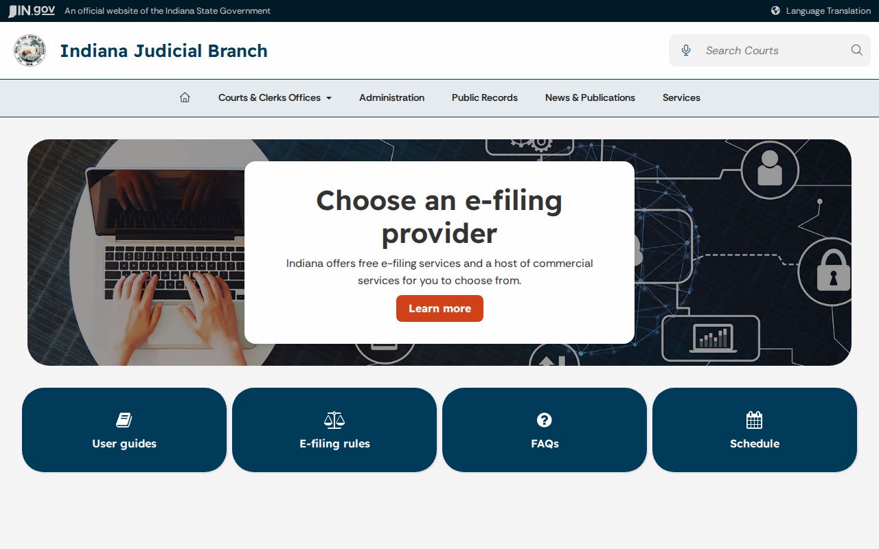 Indiana e-filing information for LaGrange County court records