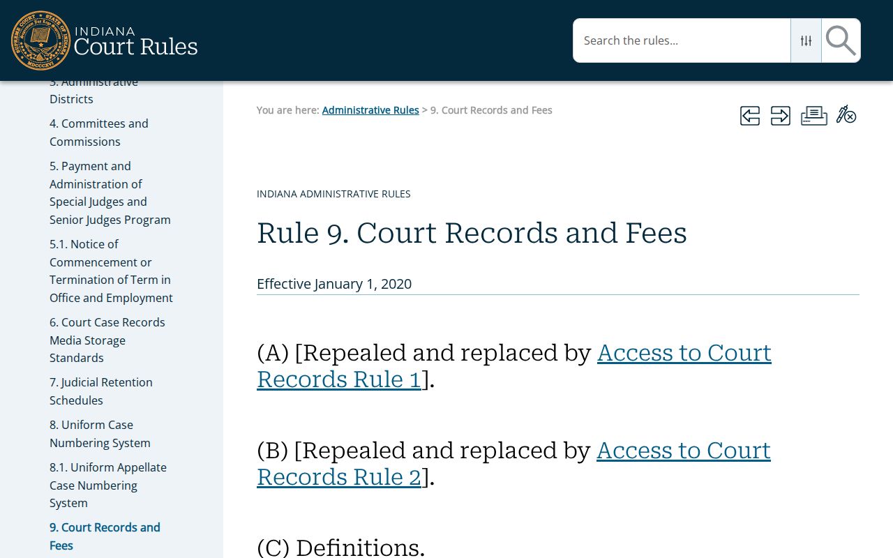 Indiana remote access rule for LaGrange County court dockets